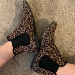 Leopard slip on booties